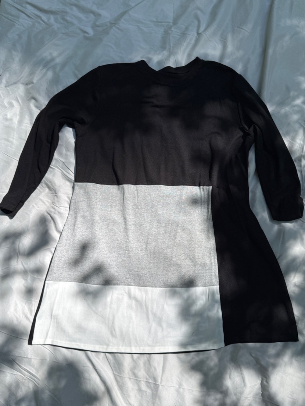 Colorblock Tunic Dress - Black, Gray, White